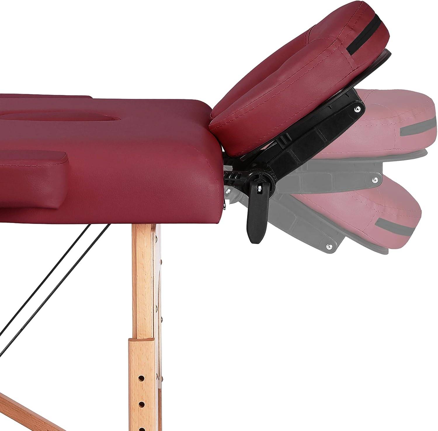 Massageliege Mobile Massagetisch 2 Zonen Tragebares Massagebett höhenverstellbar Holzfüßen inkl. Kopfstütze & Armlehnen 213 × 82 x 85,5 cm bis 25