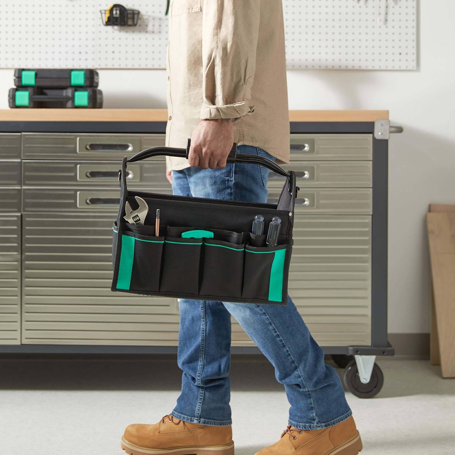 Mustbau Beleuchtete Werkzeugtasche zum Aufbewahren von Bohrern, Schraubendrehern