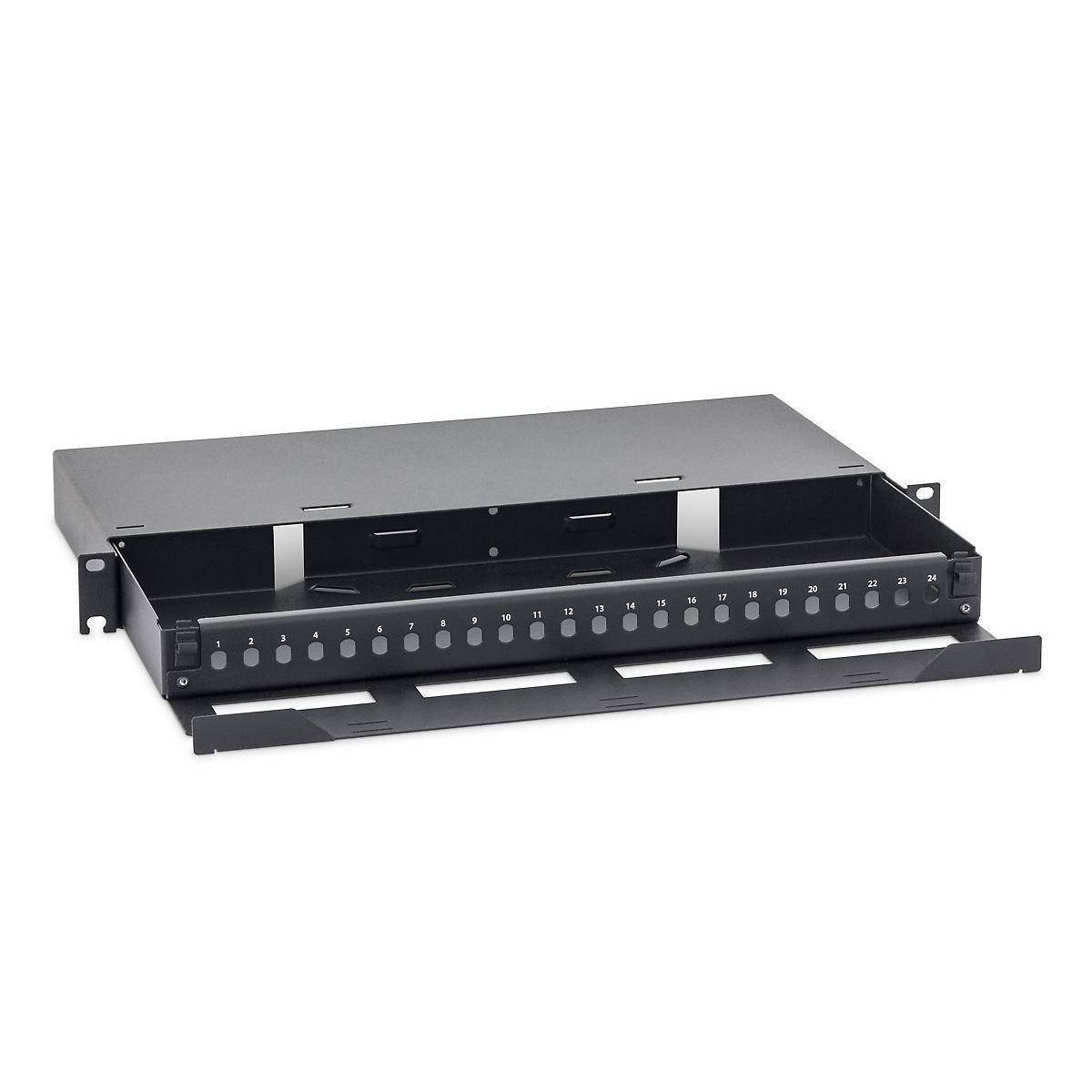 RAB-FO-X75-A1 - Ausziehbares 19-Opto-Patch-Panel 1HE, für 24x ST, RAL9005, schwarz
