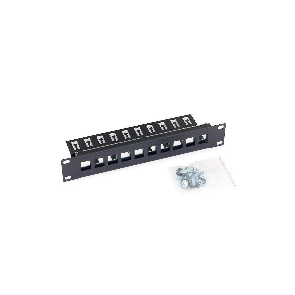 RAB-PP-X03-C1 - 10" Patch Panel 1HE für max. 8 St. Keystone RJ45 je 14,8x17,5 mm, schwarz