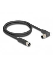 Delock M12 Kabel L-kodiert 4 Pin Stecker rechts gewinkelt zu Buchse gerade PUR 4-polig