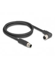 Delock M12 Kabel L-kodiert 4 Pin Stecker gerade zu Buchse rechts gewinkelt PUR 4-polig