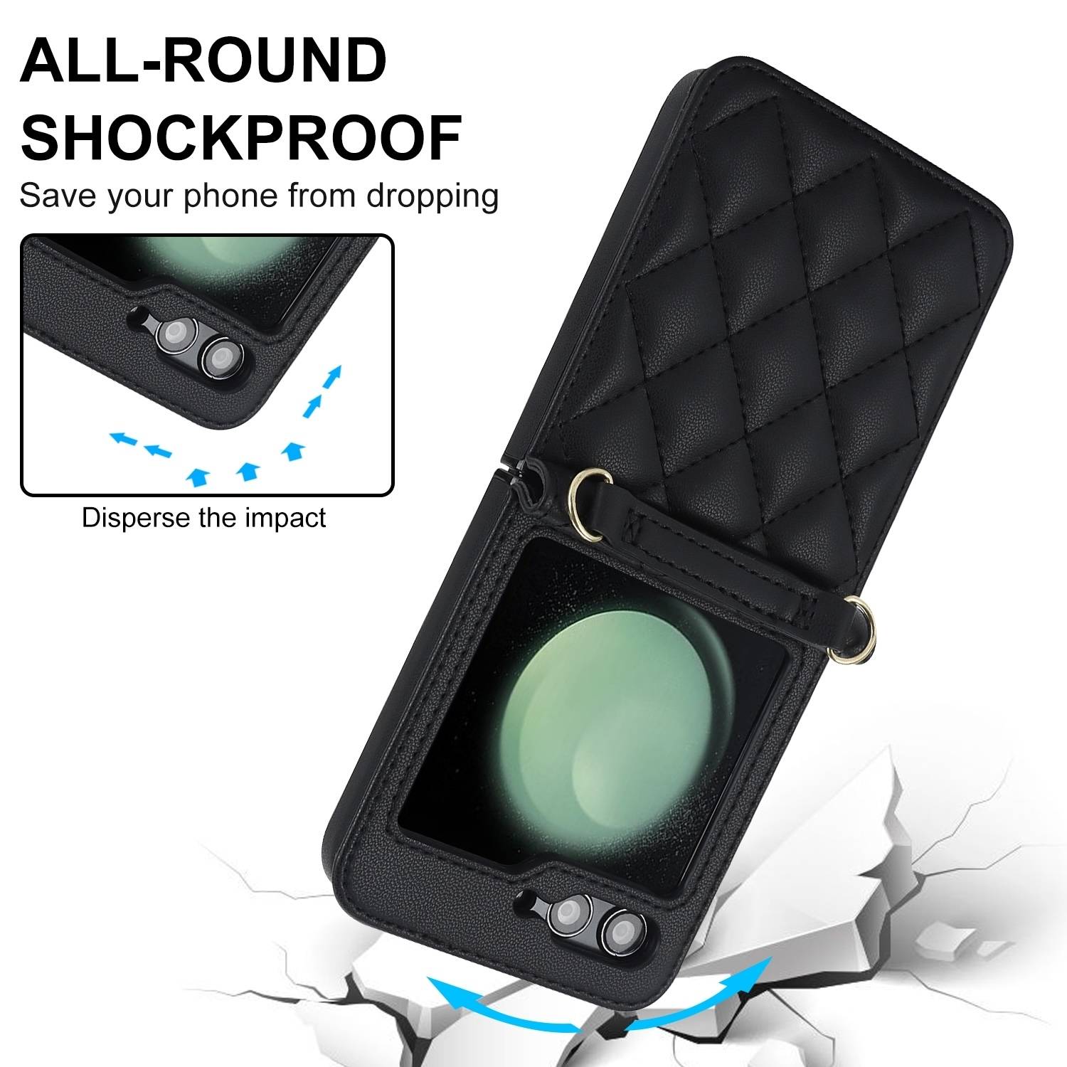 Für Samsung Galaxy Z Flip6 Design Schutz Hülle Rhombus-Textur Schwarz