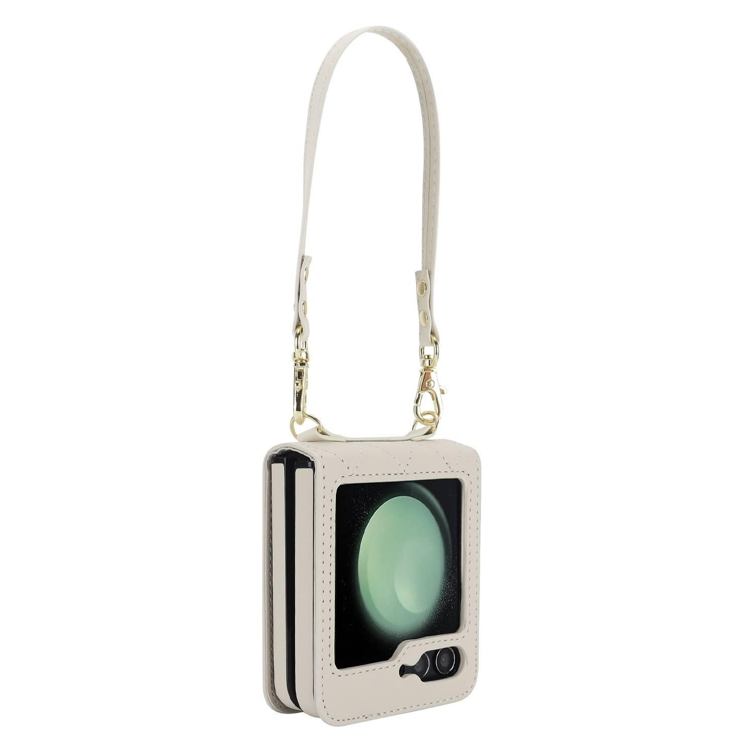 Für Samsung Galaxy Z Flip6 Design Schutz Hülle Rhombus-Textur Weiß