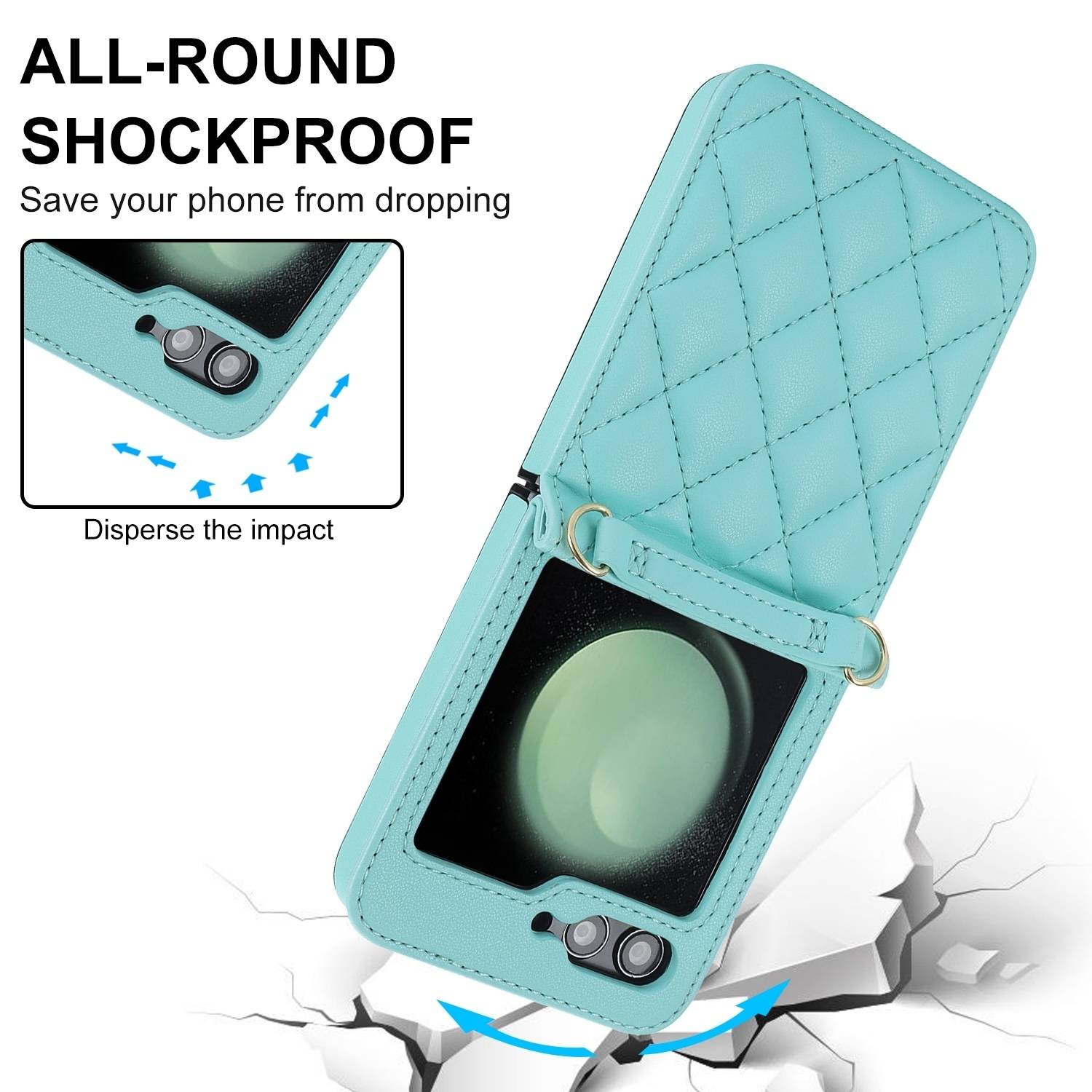 Für Samsung Galaxy Z Flip6 Design Schutz Hülle Rhombus-Textur Hellblau