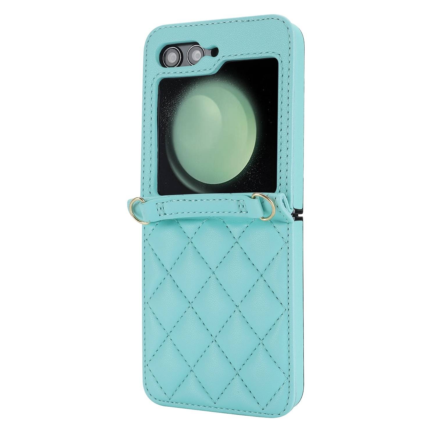 Für Samsung Galaxy Z Flip6 Design Schutz Hülle Rhombus-Textur Hellblau