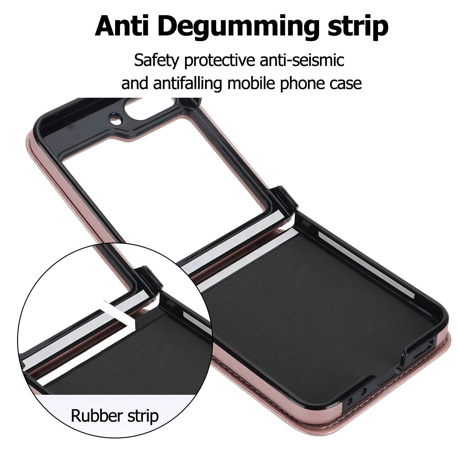 Für Samsung Galaxy Z Flip6 Design Schutz Hülle Rhombus-Textur mit Schlüsselbänder Rose Gold