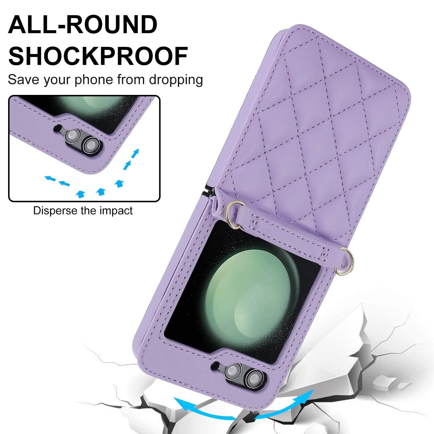 Für Samsung Galaxy Z Flip6 Design Schutz Hülle Rhombus-Textur Lila