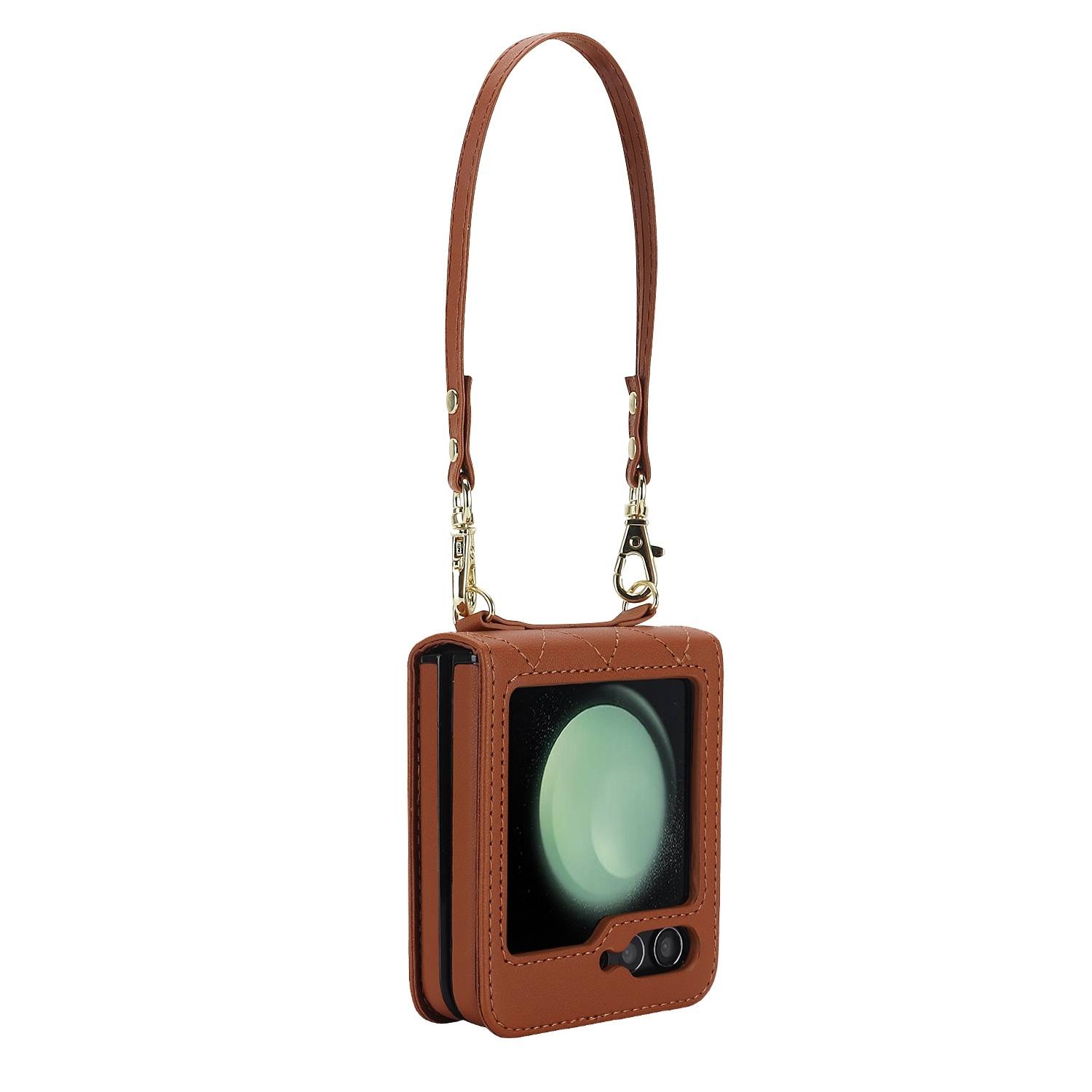 Für Samsung Galaxy Z Flip6 Design Schutz Hülle Rhombus-Textur Braun