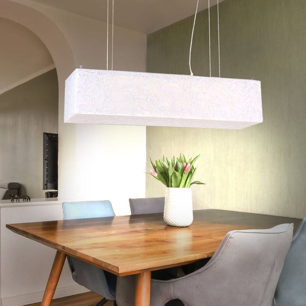 Hängeleuchte Marmor-Optik Esszimmerleuchte weiß Pendelleuchte Modern, Metall, 3x T8 LED 10W 1475Lm warmweiß, LxBxH 70x20x100 cm
