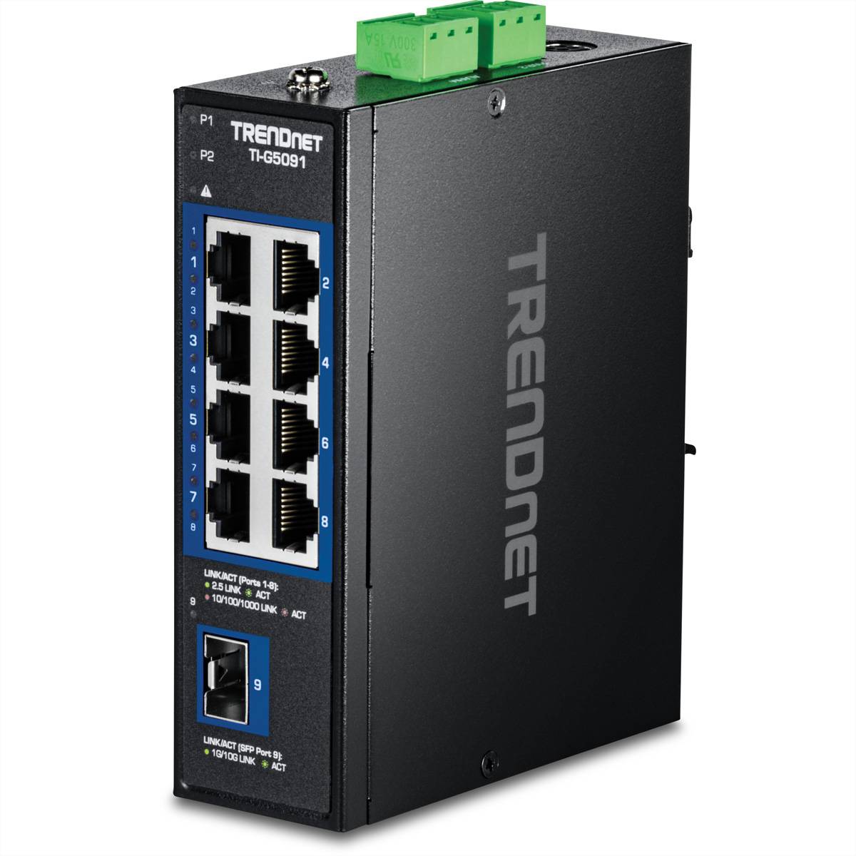 TRENDnet TI-G5091 DIN-Rail Switch 9-Port Industrial 2.5G mit 10G SFP+ Port