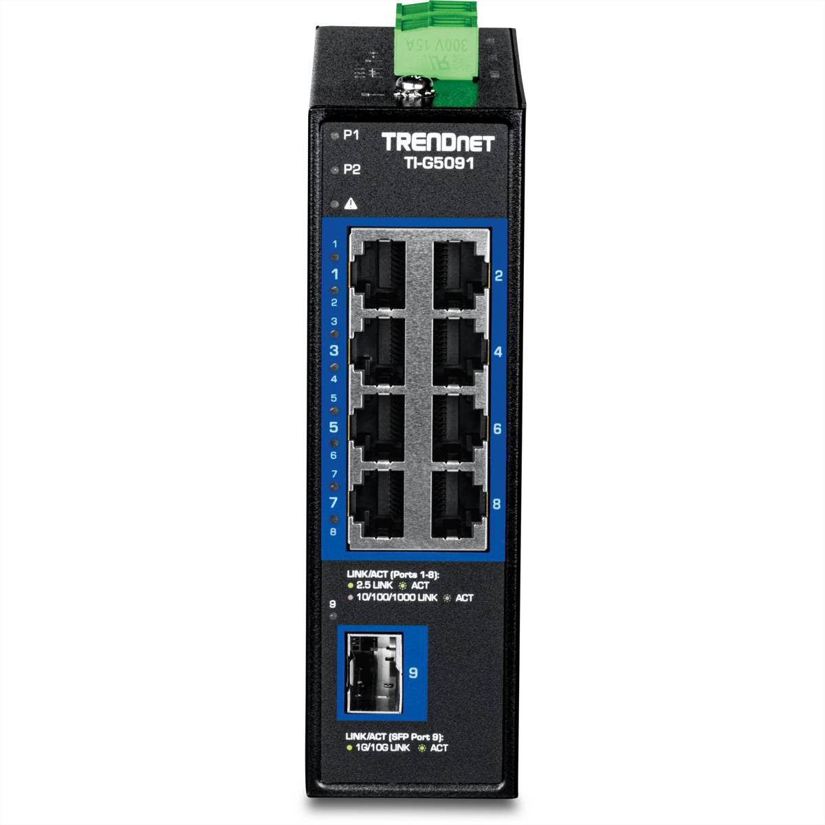 TRENDnet TI-G5091 DIN-Rail Switch 9-Port Industrial 2.5G mit 10G SFP+ Port