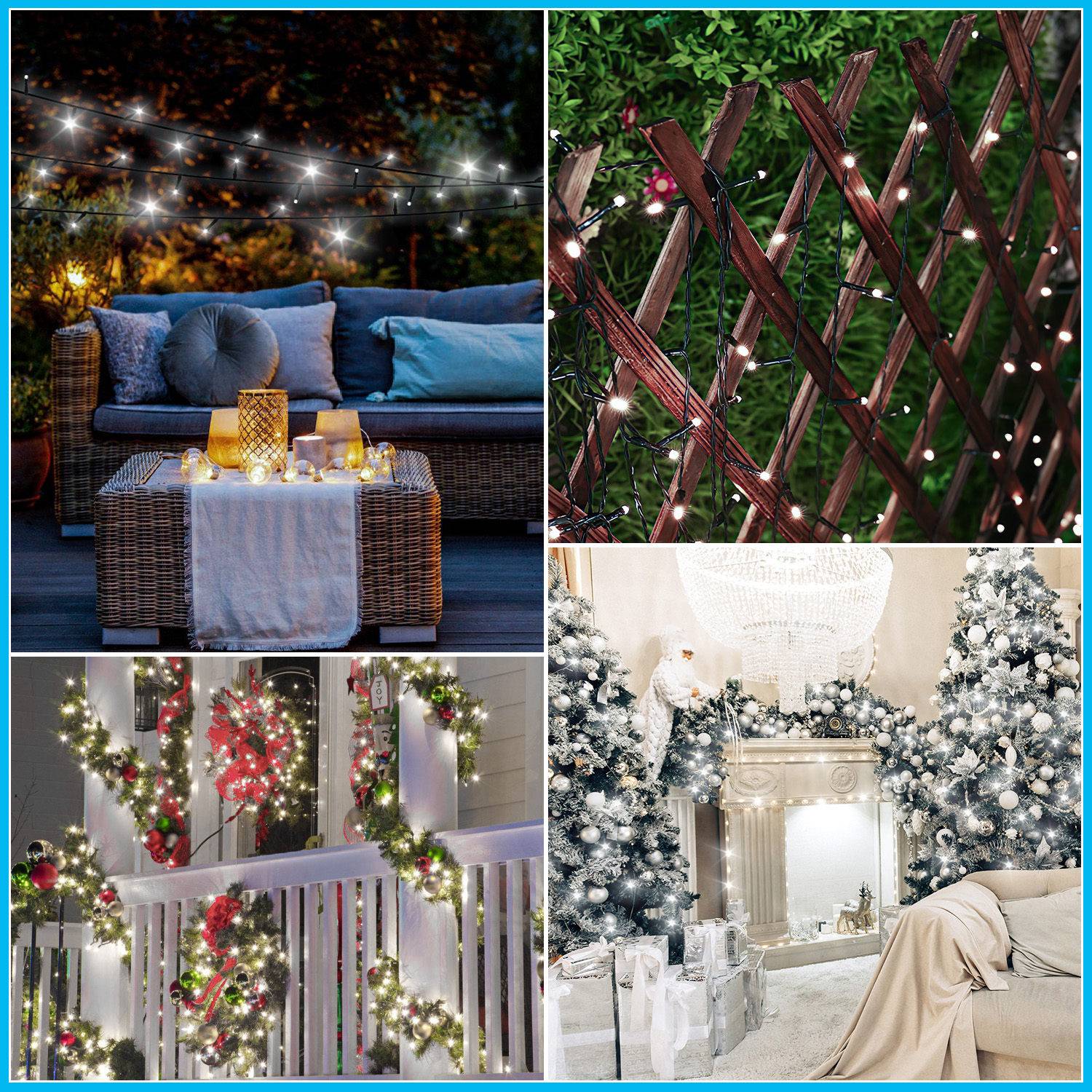 30M 300 LED Solar Lichterkette IP44 8 Modi Innen Außen WeihnachtenParty Garten Hochzeit Wasserdicht Beleuchtung Deko Kaltweiß