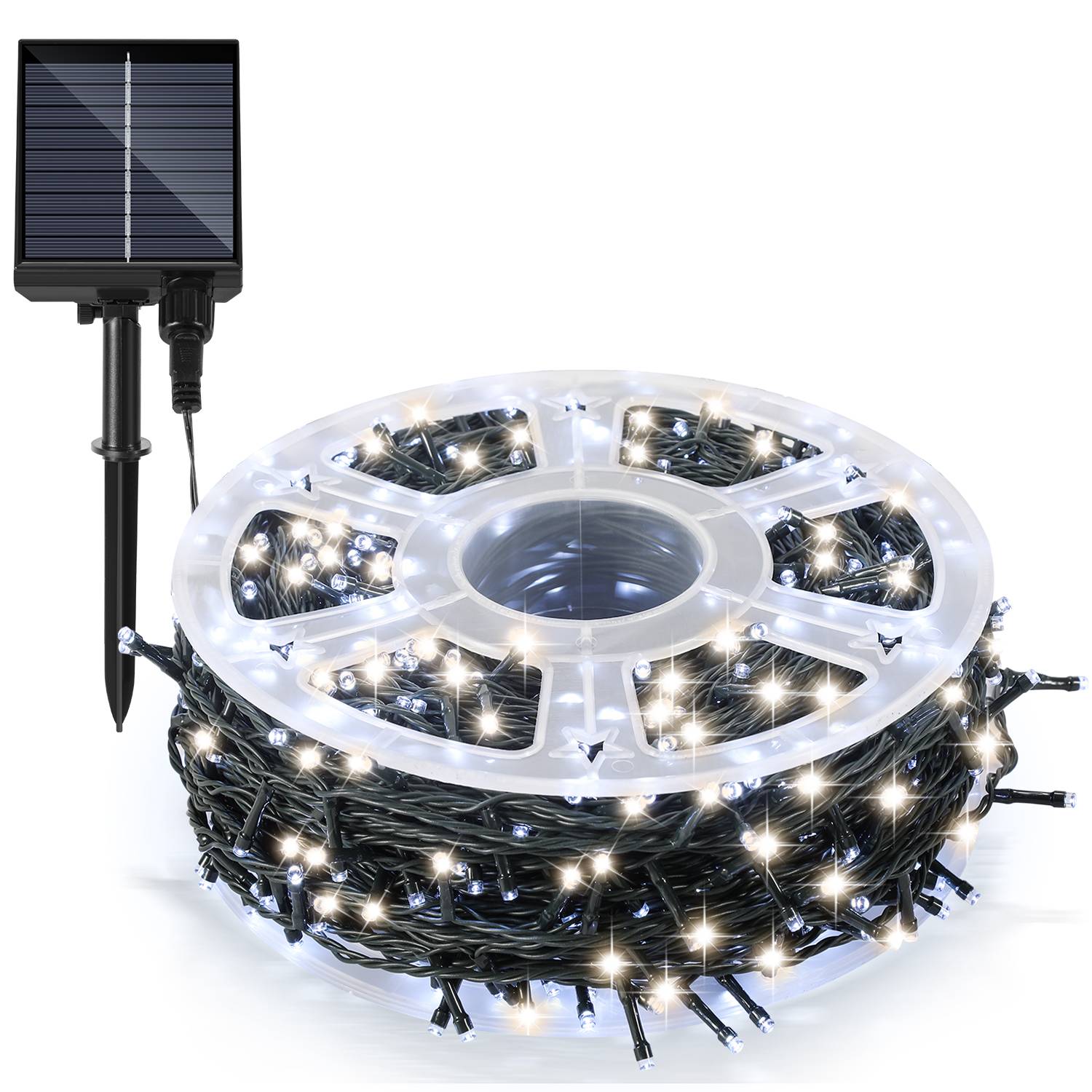 100M 100 LED Solar Lichterkette IP44 8 Modi Innen Außen WeihnachtenParty Garten Hochzeit Wasserdicht Beleuchtung Deko Kaltweiß