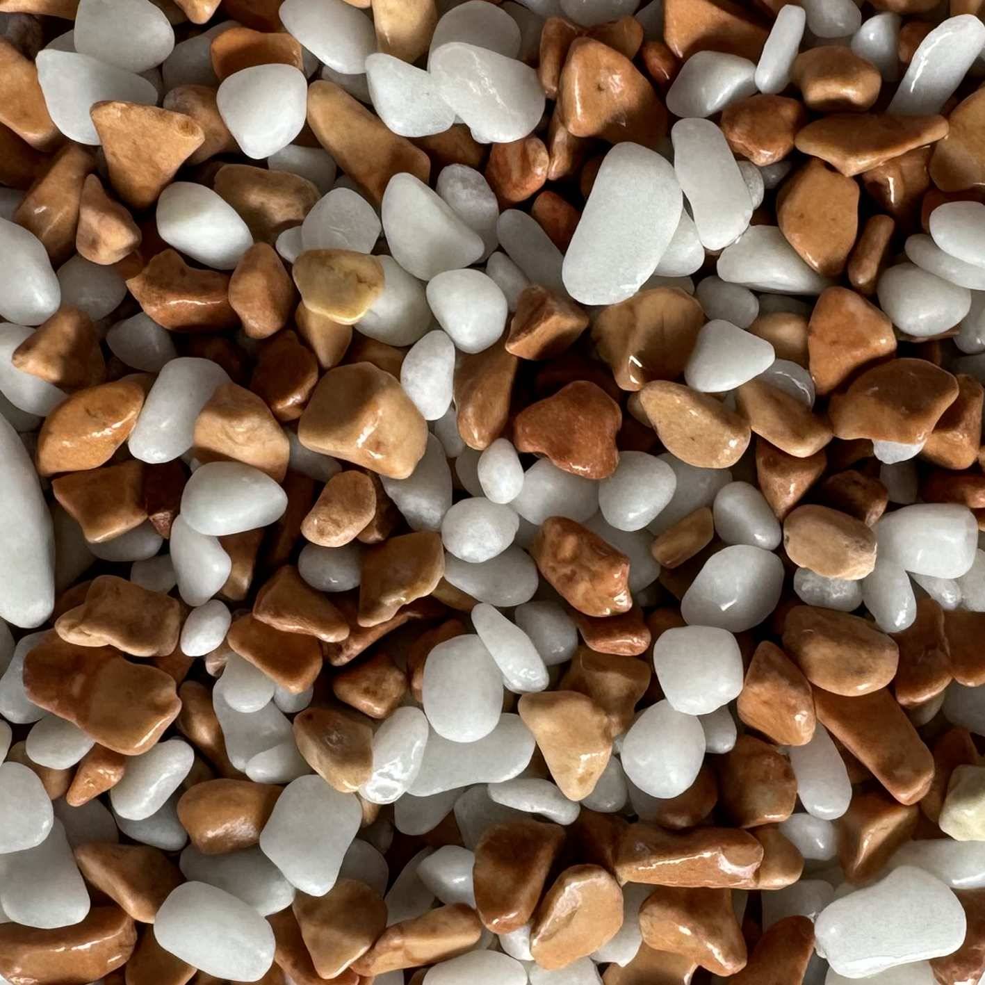 Steinteppich Epoxidharz Set Innen & Außen (ca. 56kg / 2-2,5m²) | 50kg 2-4mm Marmorkies + 6L, 2K Epoxidharz Bindemittel | (Bianco Rosso)