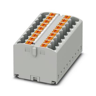 Ein grauer industrieller Ethernet-Verlängerer mit beschrifteten Anschlüssen an der Seite, der zur Erweiterung von Netzwerkverbindungen über lange Entfernungen verwendet wird.