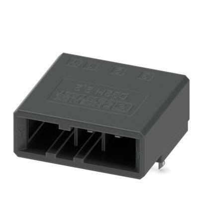 Ein schwarzes rechteckiges Kunststoff-Elektrobauteil mit drei inneren Schlitzen und mit der Aufschrift '910 313' auf seiner Oberfläche.