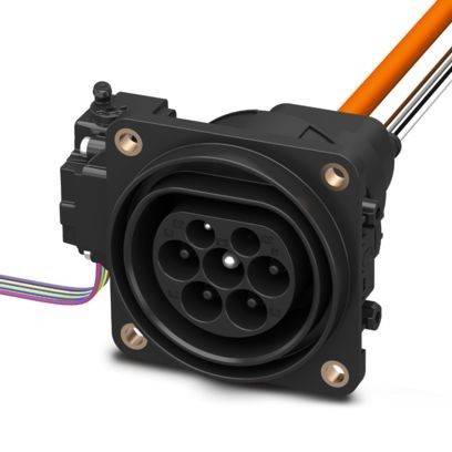 Ein kleiner grau-orangefarbener Elektrostecker zur Befestigung auf einer DIN-Schiene, mit drei Verdrahtungsanschlüssen oben und Federkontaktpunkten.