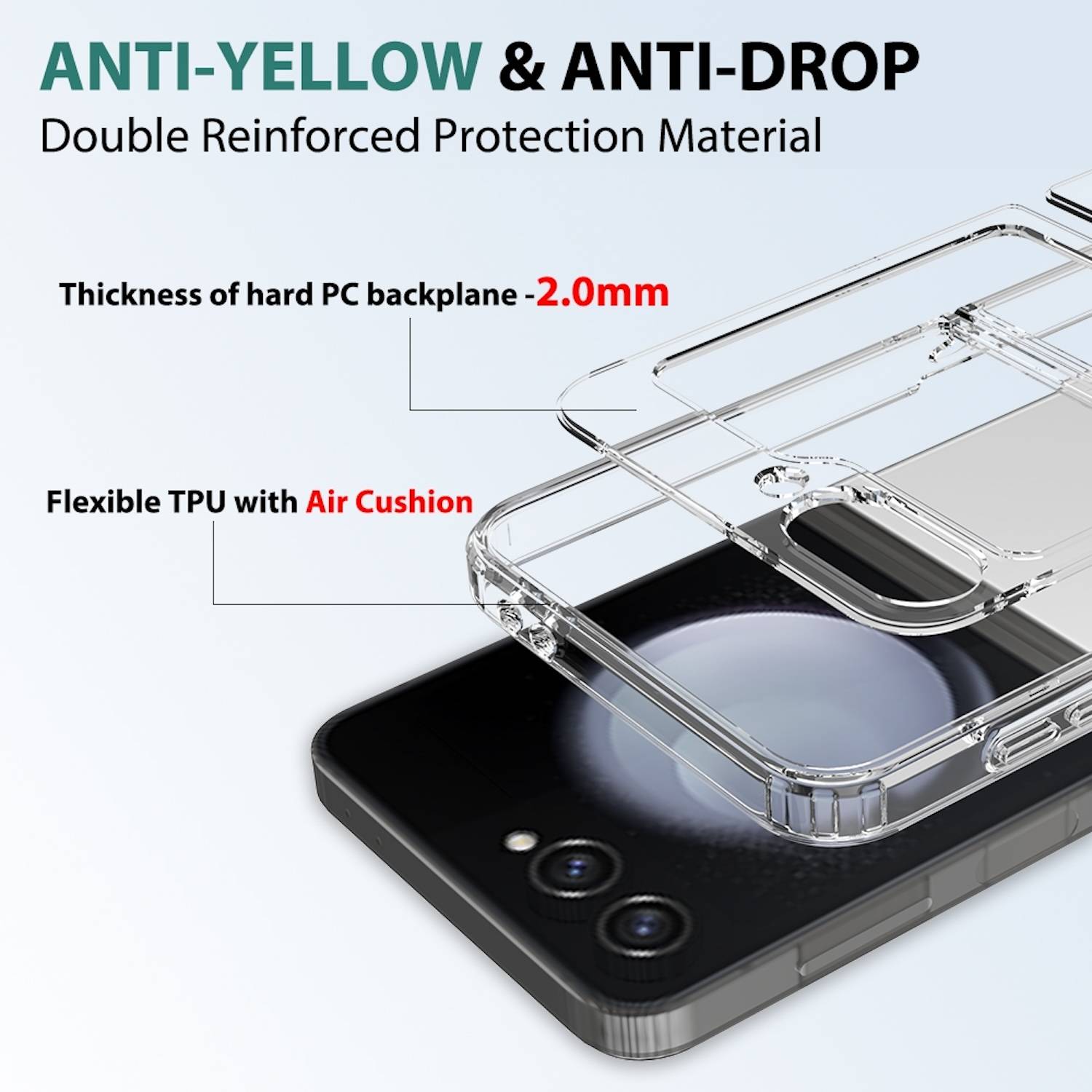 Für Samsung Galaxy Z Flip6 Hybrid Acryl TPU Schutz Hülle Transparent