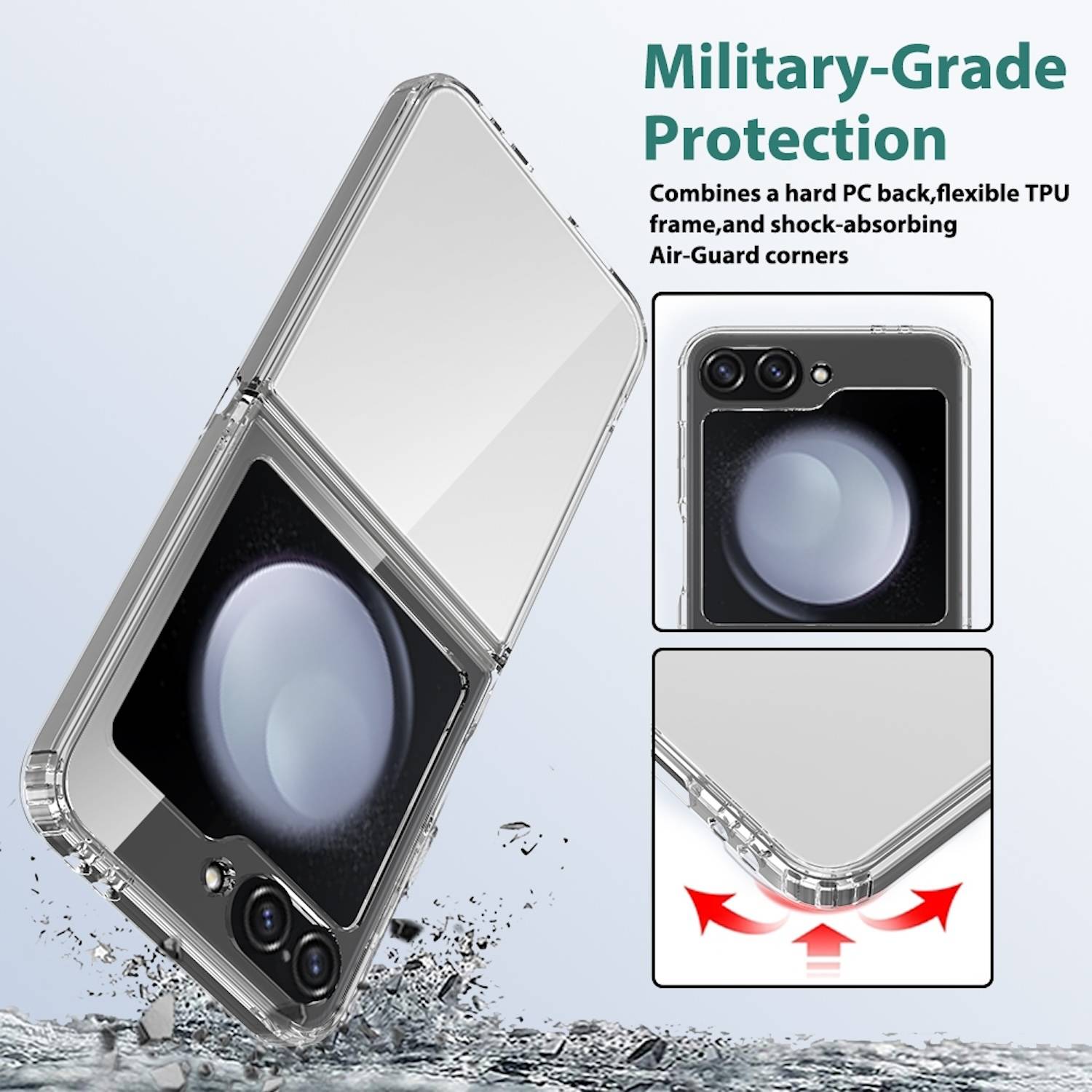Für Samsung Galaxy Z Flip6 Hybrid Acryl TPU Schutz Hülle Transparent