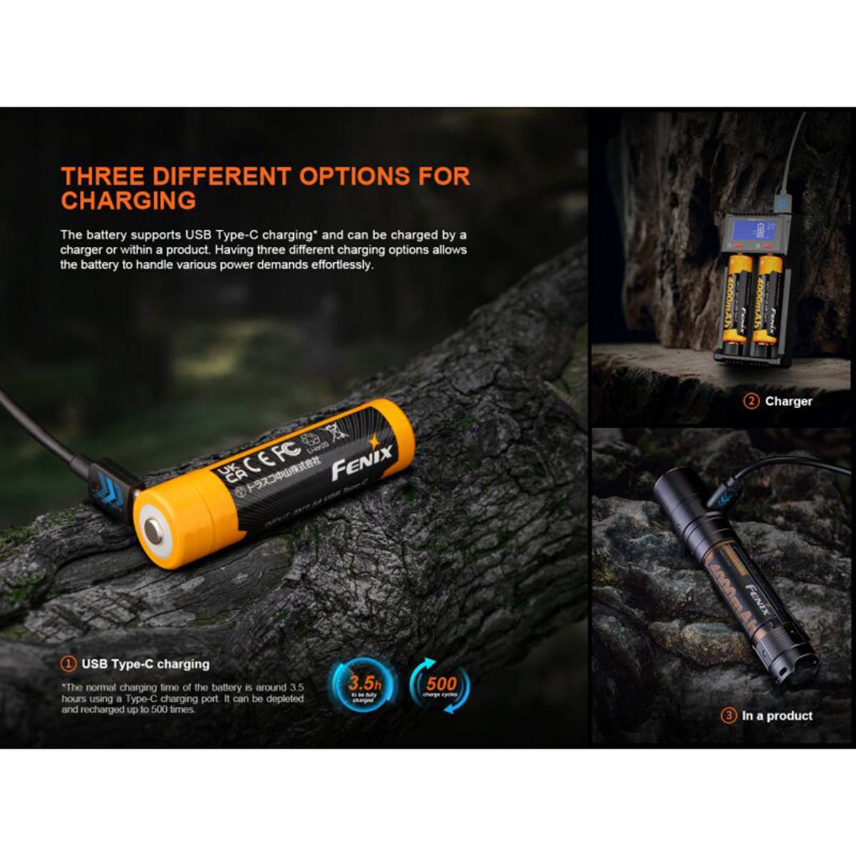 Fenix ARB-L18-4000U | 18650 Lithium-Ionen-Akku 4000mAh mit USB-Anschluss