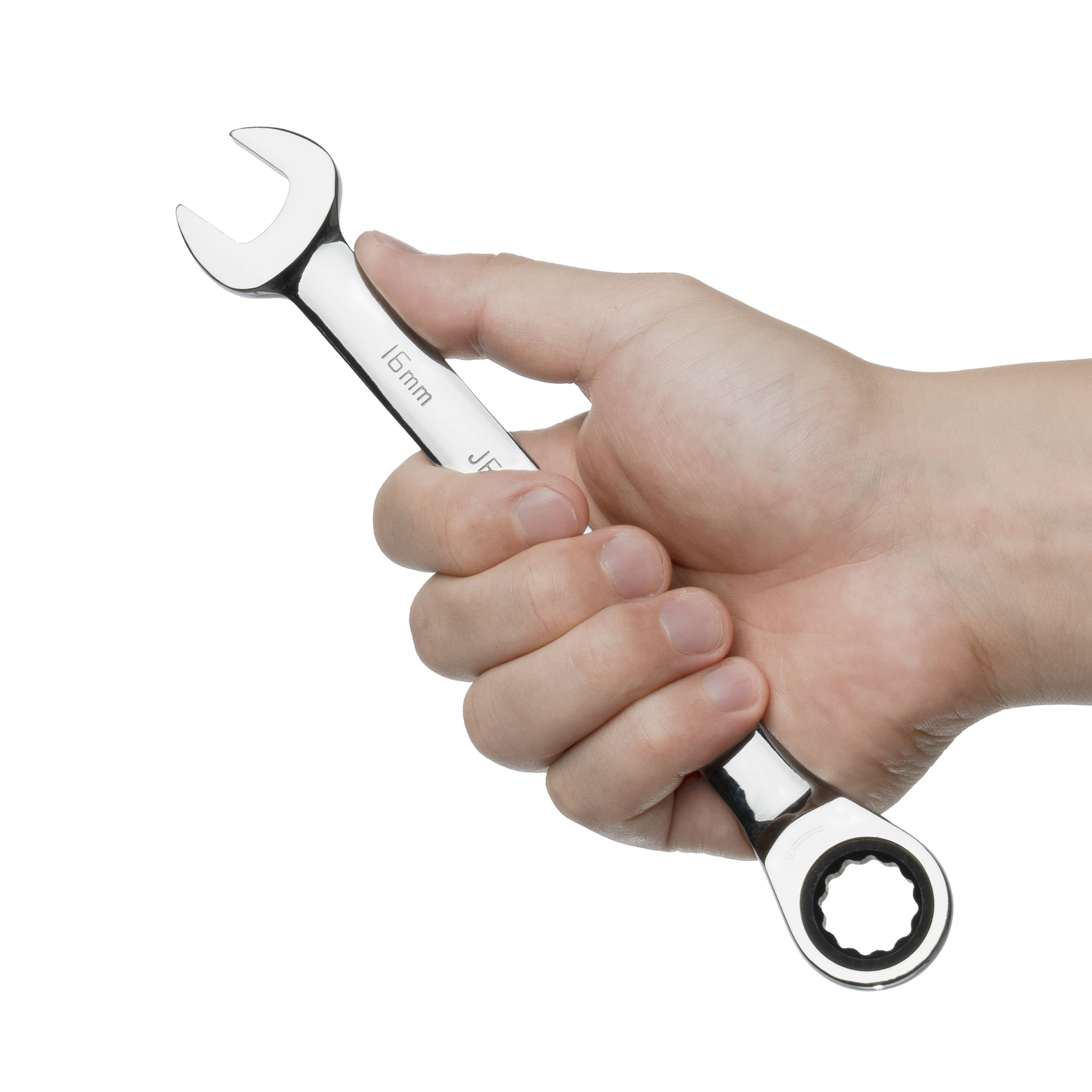 Jetech Kombi-Ratschenschlüssel 16mm – Metrischer Ratschenringmaulschlüssel aus CR-V Stahl in Industriequalität mit polierter Chromoberfläche