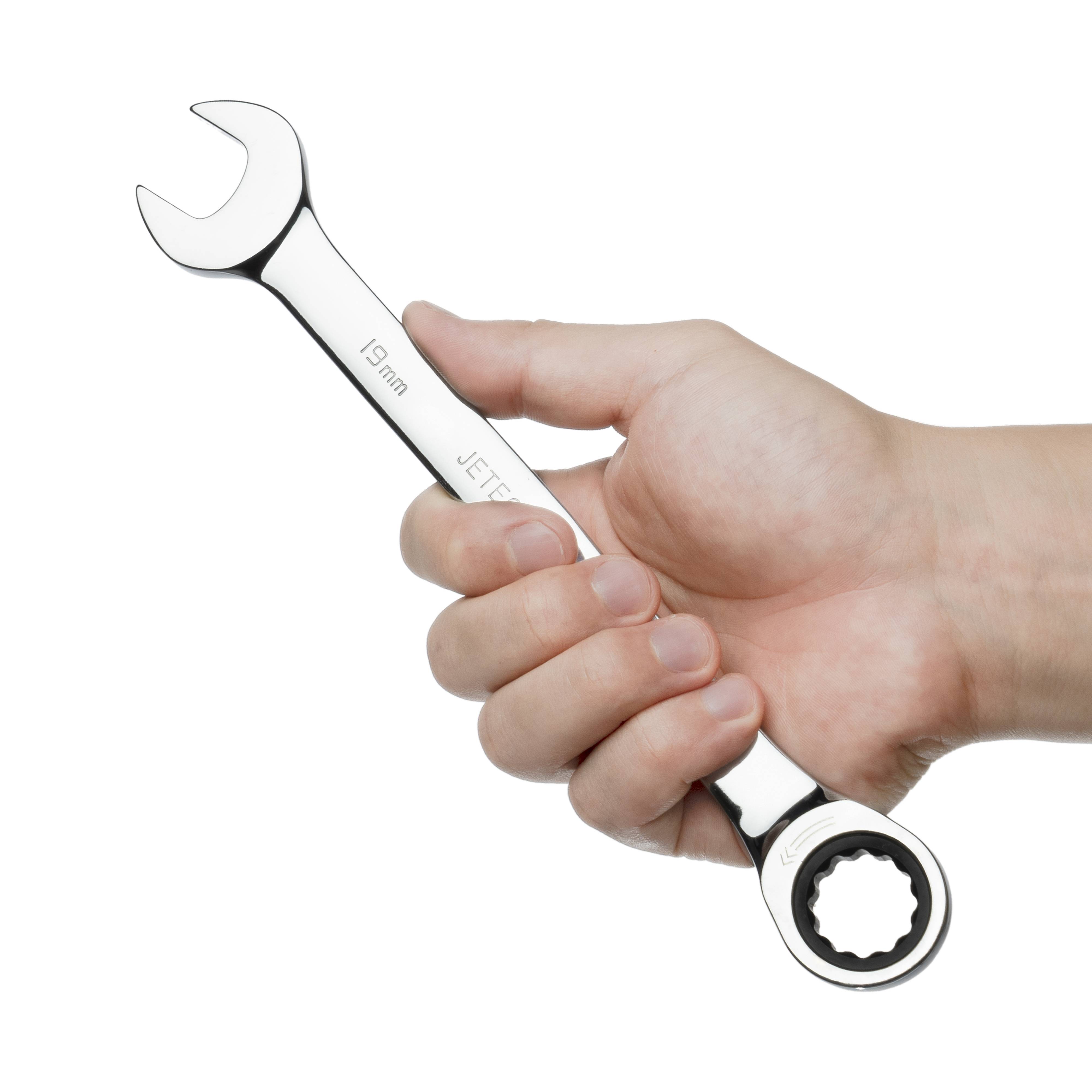 Jetech Ratschen-Maulschlüssel 19 mm – Metrischer Ratschenschlüssel aus CR-V Stahl, 12-Punkt-Design, 72-Zahn-Ratsche