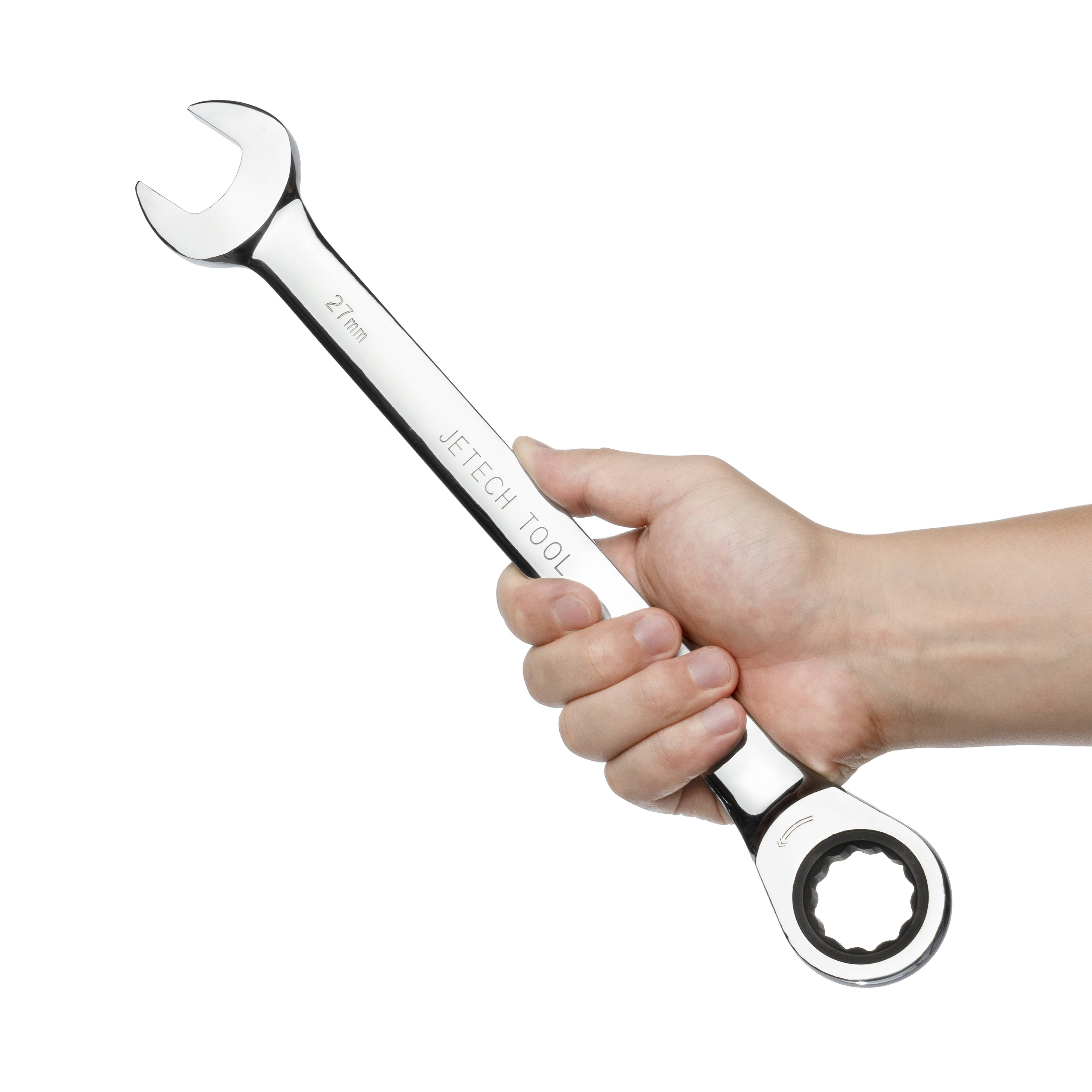 Jetech Ratschen-Maulschlüssel 27 mm – Metrischer Ratschenschlüssel aus CR-V Stahl, 12-Punkt-Design, 72-Zahn-Ratsche