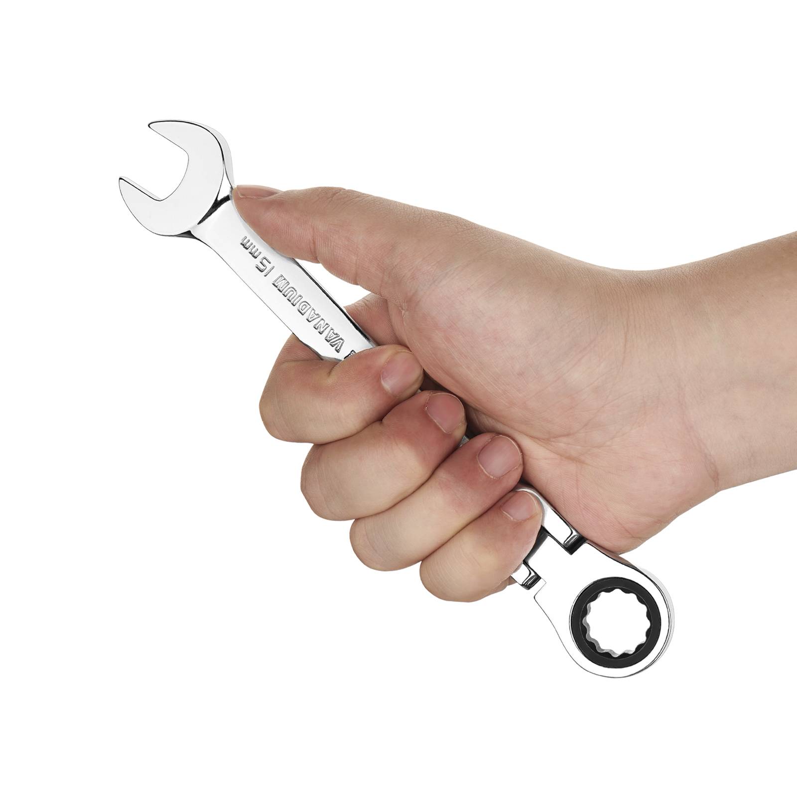 Jetech 15mm Flexkopf-Ratschenschlüssel, CR-V Stahl, 12-Punkt-Design, 72-Zahn-Ratsche