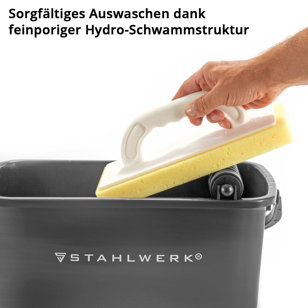 STAHLWERK Fliesenwaschset 4-teiliges Fliesenleger Waschset mit 12 Liter Eimer