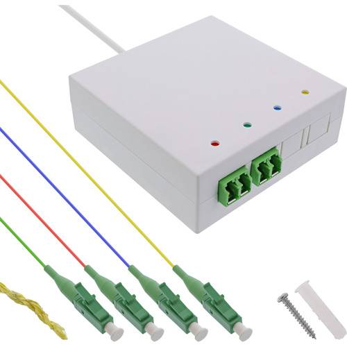 InLine® FTTH Verlängerungsbox vorkonfektioniert 4x LC/APC 9/125µm 50m Kabel Patchkabel LWL