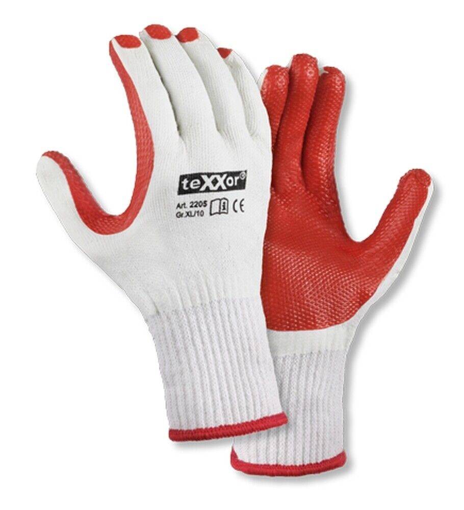 2205 texxor Arbeitshandschuh Strickbund rot latex beschichtet 120 Paar Gr 10