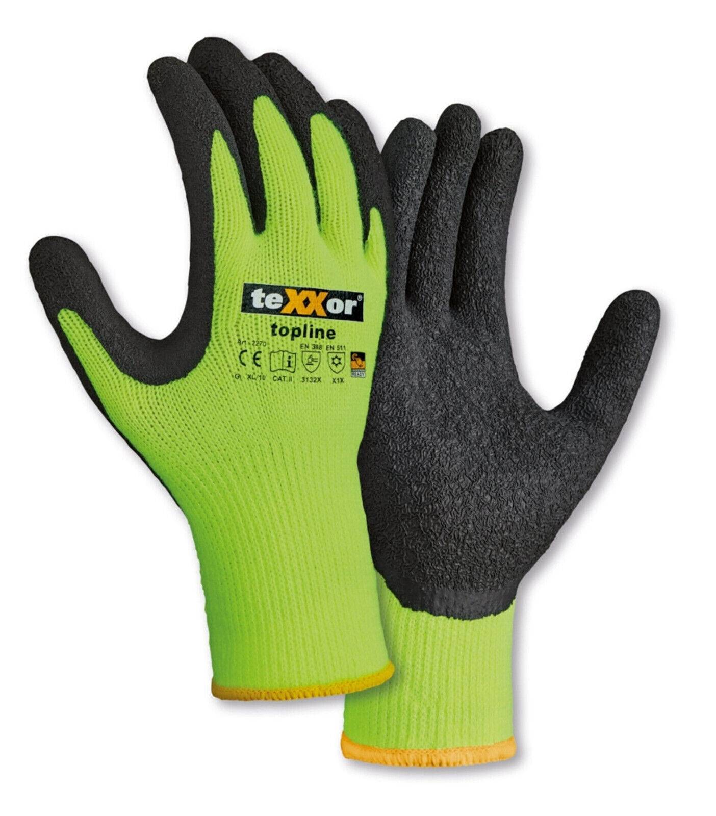 2270 teXXor Winterhandschuh Polyacryl Thermo Kältehandschuh Neon 12 Paar Gr 8
