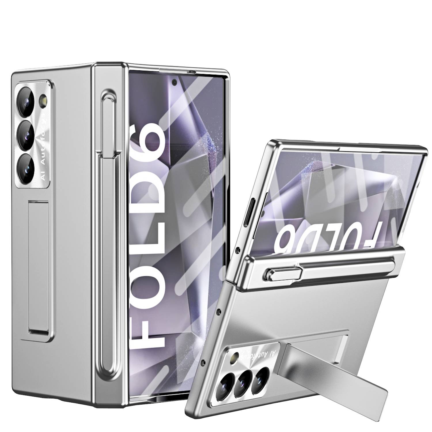 Für Samsung Galaxy Z Fold6 5G Hülle Stand- Stifthalter u. Stift Silber