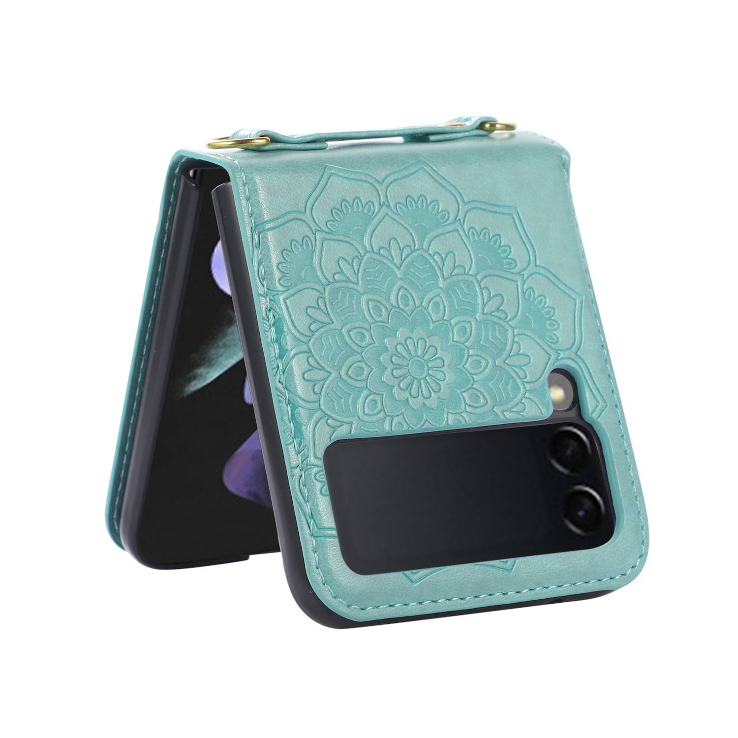 Für Samsung Galaxy Z Flip6 Mandala Design TPU Schutz Hülle Cover Blau