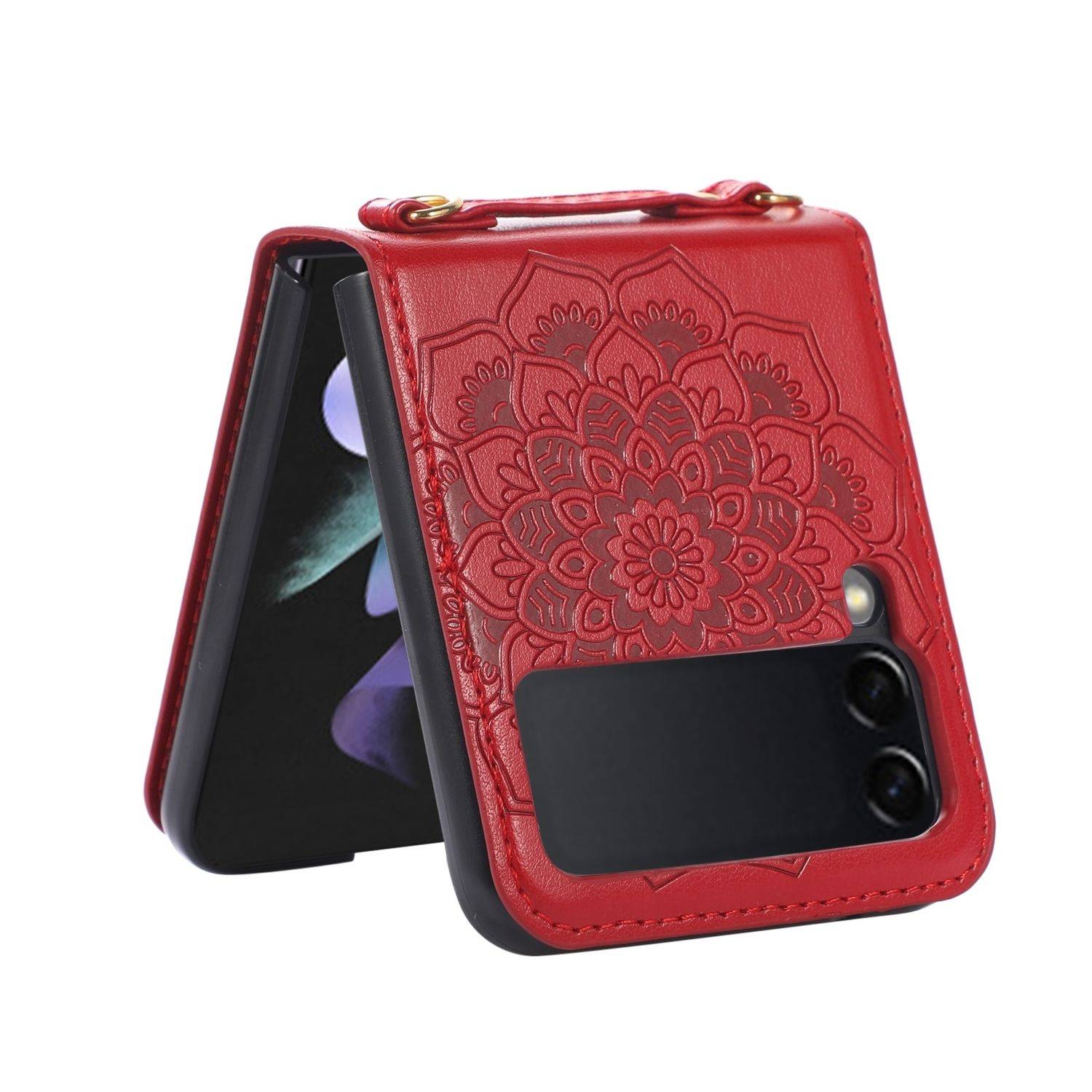 Für Samsung Galaxy Z Flip7 FE / Flip6 5G Mandala Design TPU / Kunstleder Hülle