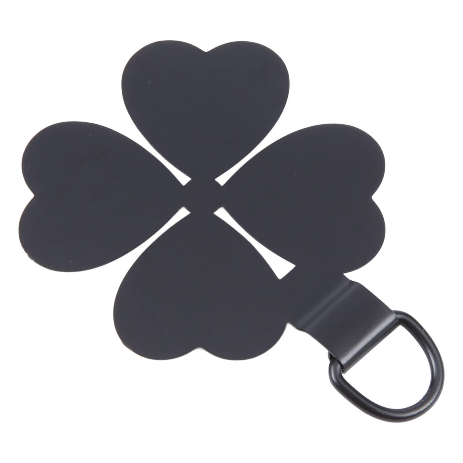 Für Smartphones Vierblättriger Metall Lanyard Befestigungsring Schwarz