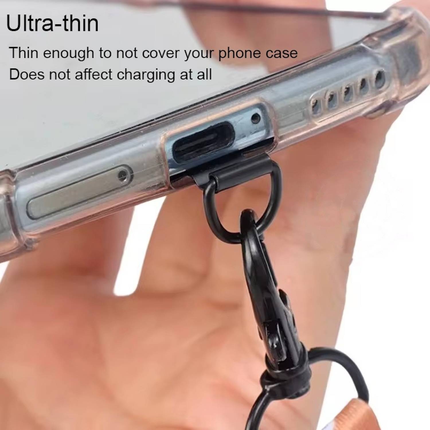 Für Smartphones Vierblättriger Metall Lanyard Befestigungsring Schwarz