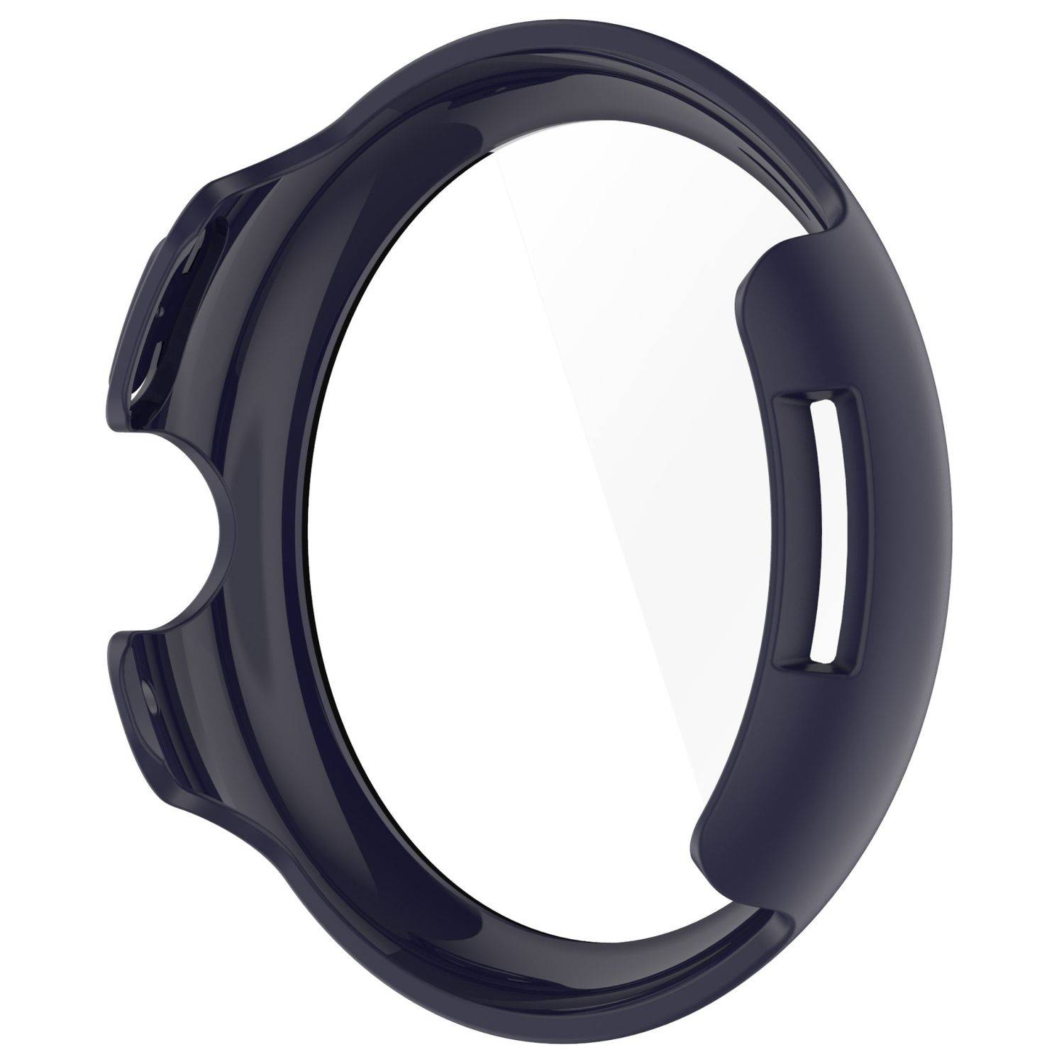 Für Google Pixel Watch 3 45mm Kunststoff Hülle + Hart Glas Dunkelblau