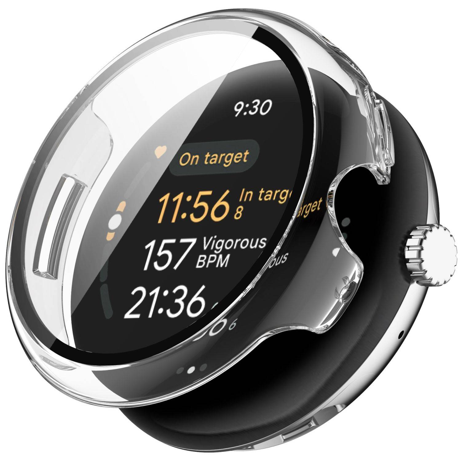 Für Google Pixel Watch 3 45mm Kunststoff Hülle + Hart Glas Transparent