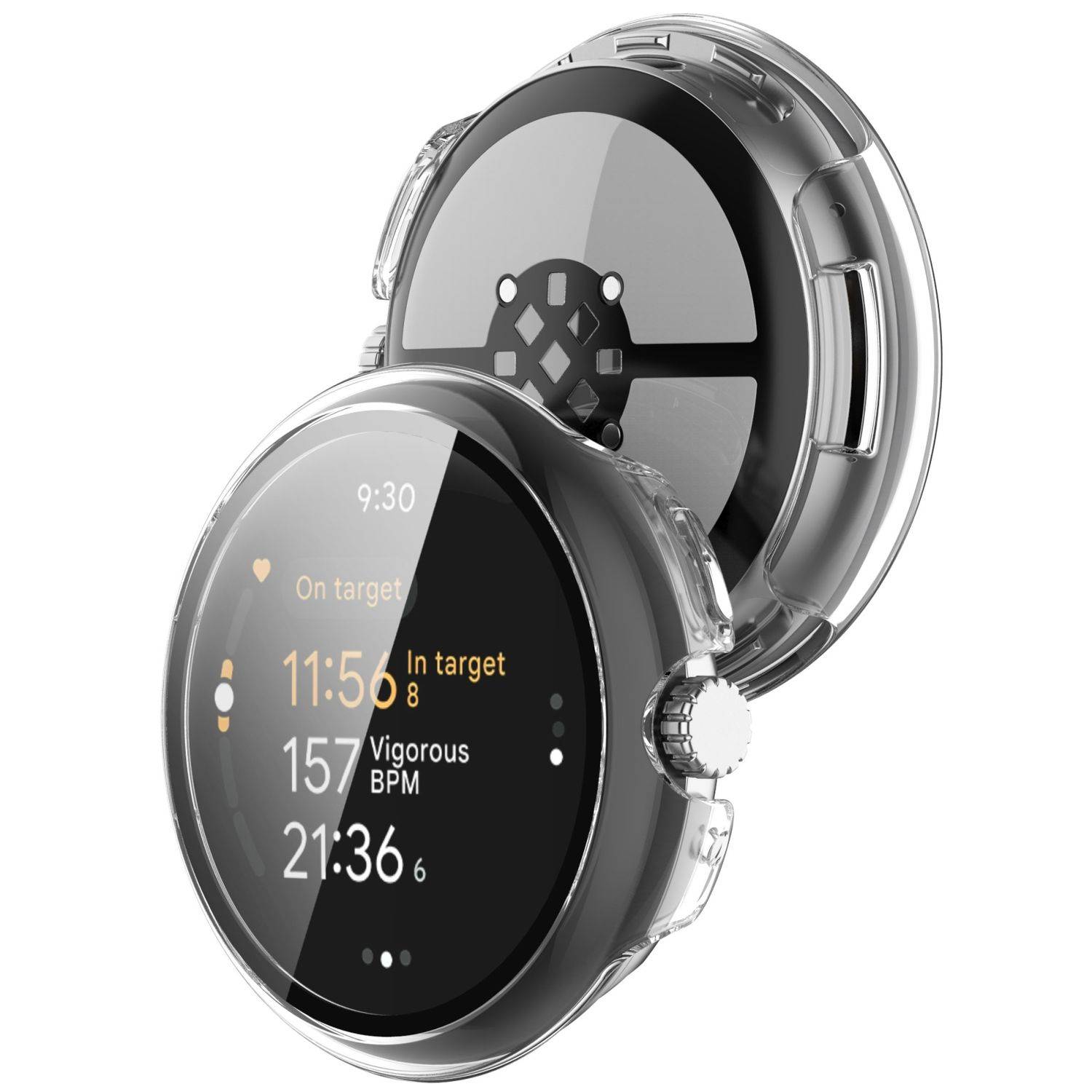 Für Google Pixel Watch 3 45mm Kunststoff Hülle + Hart Glas Transparent
