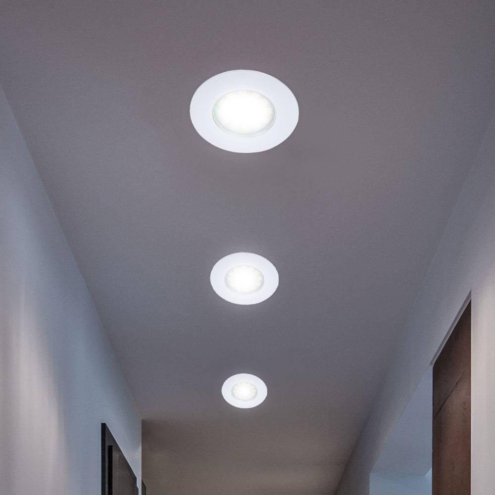 Einbauleuchte Lampe Deckenspots Deckenstrahler Einbaustrahler Wohnzimmer, rund weiß, 1x LED 3,6W 230Lm 3300K, DxH 7x1,2, 3er Set