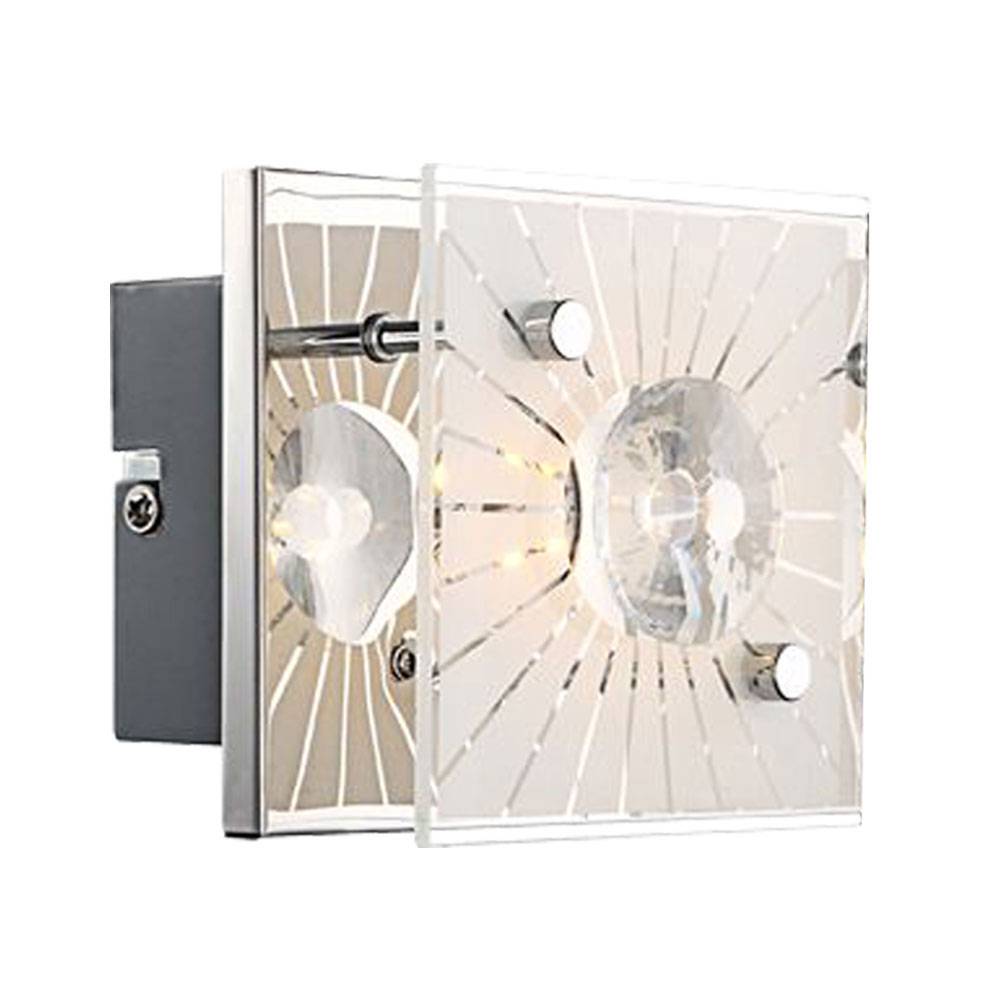 Wandleuchte Kristall Kristallleuchte Glas gemustert Wandlampe Chrom, LED 4W 320Lm warmweiß, BxH 11x10 cm, 2er Set