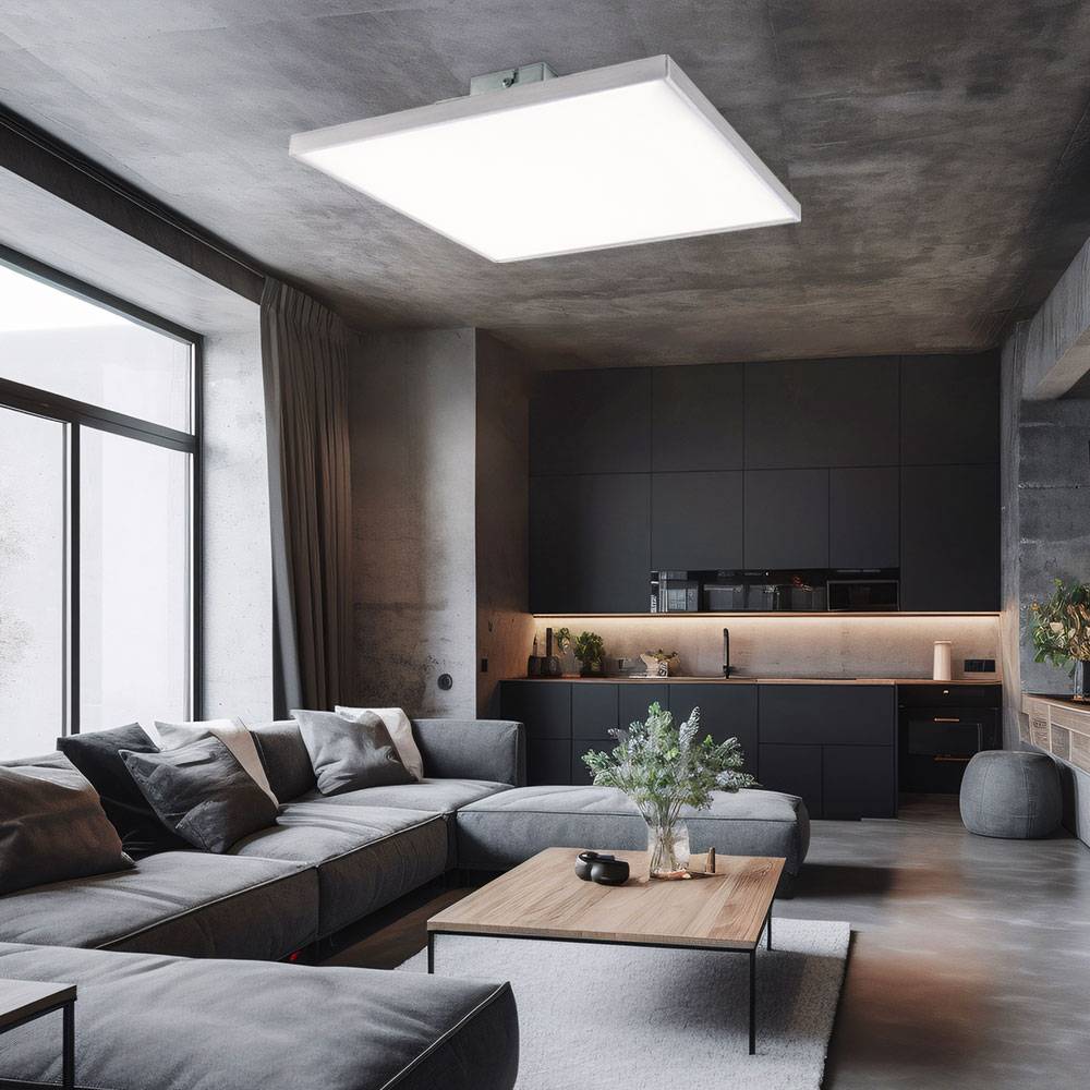 LED Aufbauleuchte satiniert quadratisch Deckenpanel nickel-matt Deckenleuchte Aufbaulampe Modern, Metall, 24W 1970Lm warmweiß, LxBxH 30x30x5,5 cm