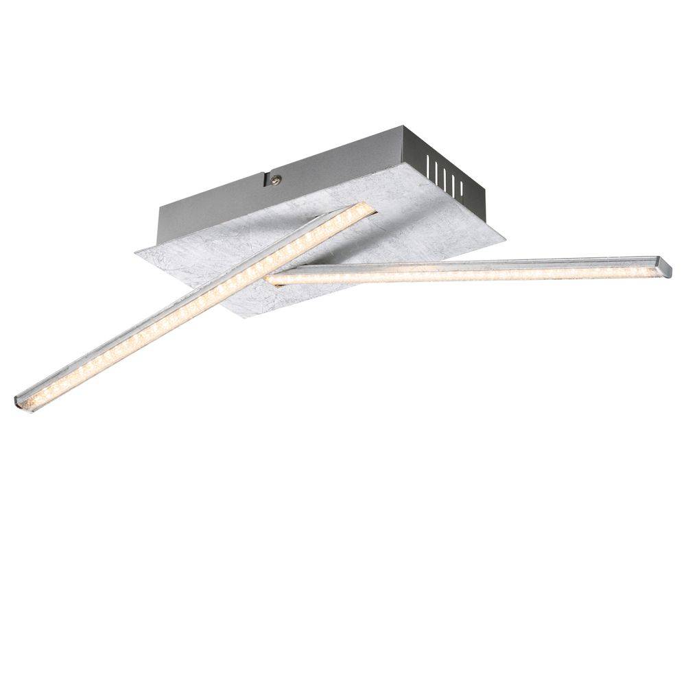 Deckenleuchte Kristalle Wohnzimmerleuchte silber metallic Deckenlampe Modern, LED 12W 840Lm warmweiß, L 48 cm