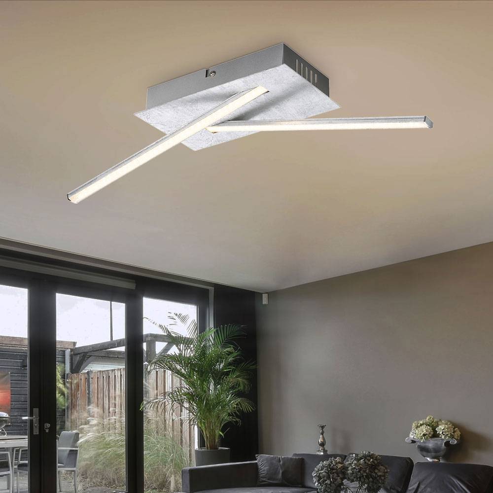 Deckenleuchte Kristalle Wohnzimmerleuchte silber metallic Deckenlampe Modern, LED 12W 840Lm warmweiß, L 48 cm