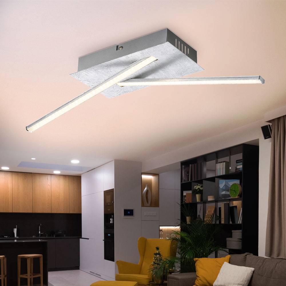 Deckenleuchte Kristalle Wohnzimmerleuchte silber metallic Deckenlampe Modern, LED 12W 840Lm warmweiß, L 48 cm