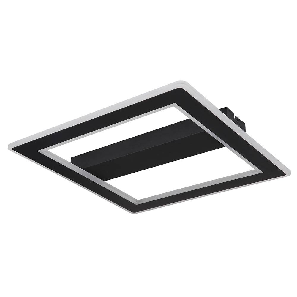 LED Deckenleuchte schwarz Wohnzimmerlampe Modern LED Designleuchte schwarz, Metall, opal, 30W 1860Lm 3000+6500K warmweiß+kaltweiß, LxBxH 45x45x5 cm