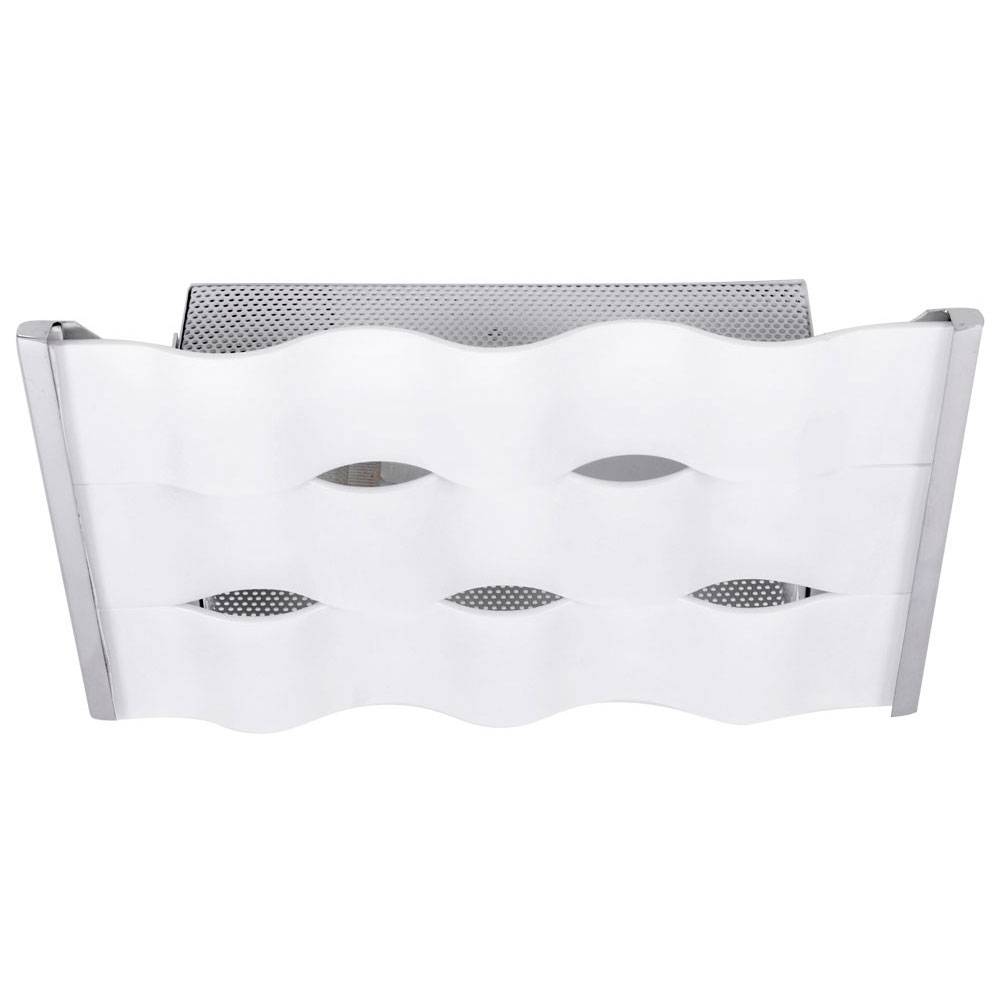 Deckenlampe Küchenleuchte Glas Deckenleuchte Flurlampe, Wellen Design, Metall verchromt, 1x E27, LxH 30x18 cm