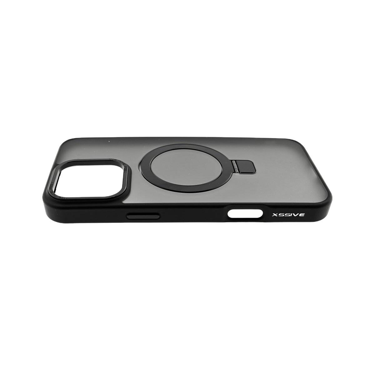 MagSafe Smartphone Hülle Bumper mit Ringhalter - Matte Oberfläche für eleganten Schutz iPhone 16 Pro Max Schwarz